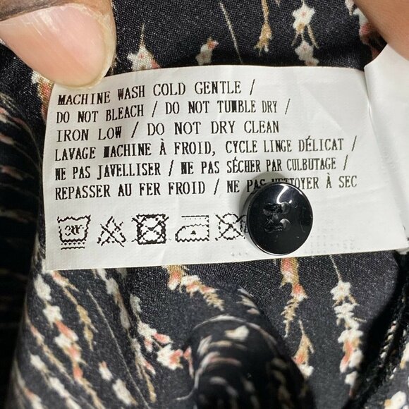 Anama Women's Black V Neck Balloon‎ Sleeve Floral Ditsy Print Wrap Top SZ M - Picture 8 of 12